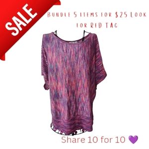 Cato size 22/24 short sleeve sweater multicolor wide armholes fitted at bottom